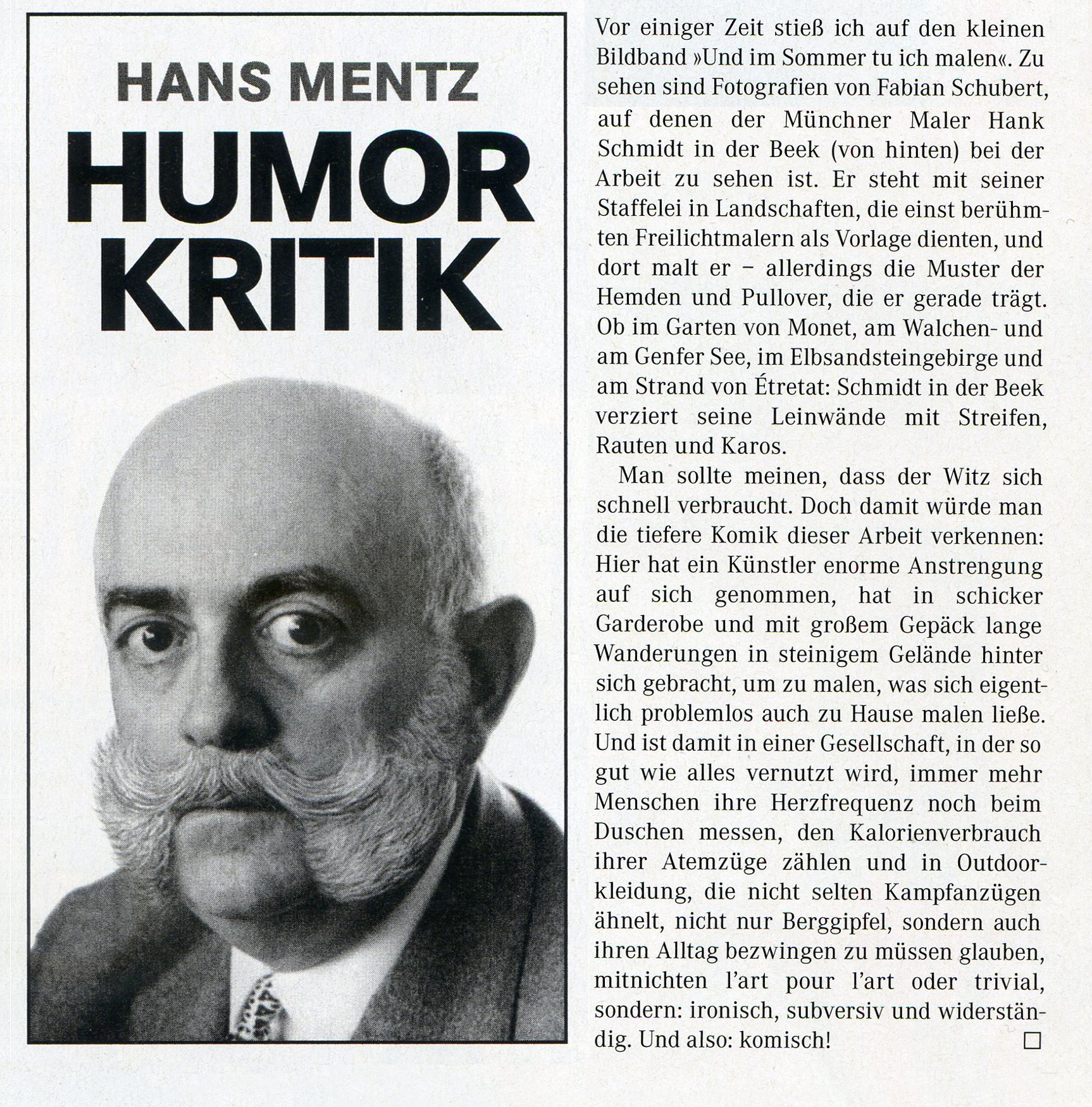 hankschmidtinderbeek HANS MENTZ HUMORKRITIK